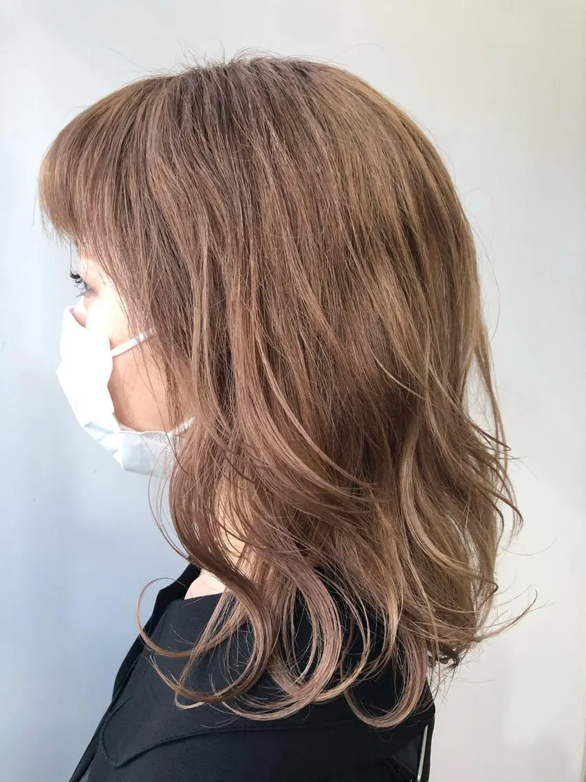 セミロング カラー ベージュカラー ショコラベージュ dogstar小林諒 パーマ/レイヤーのヘアスタイル