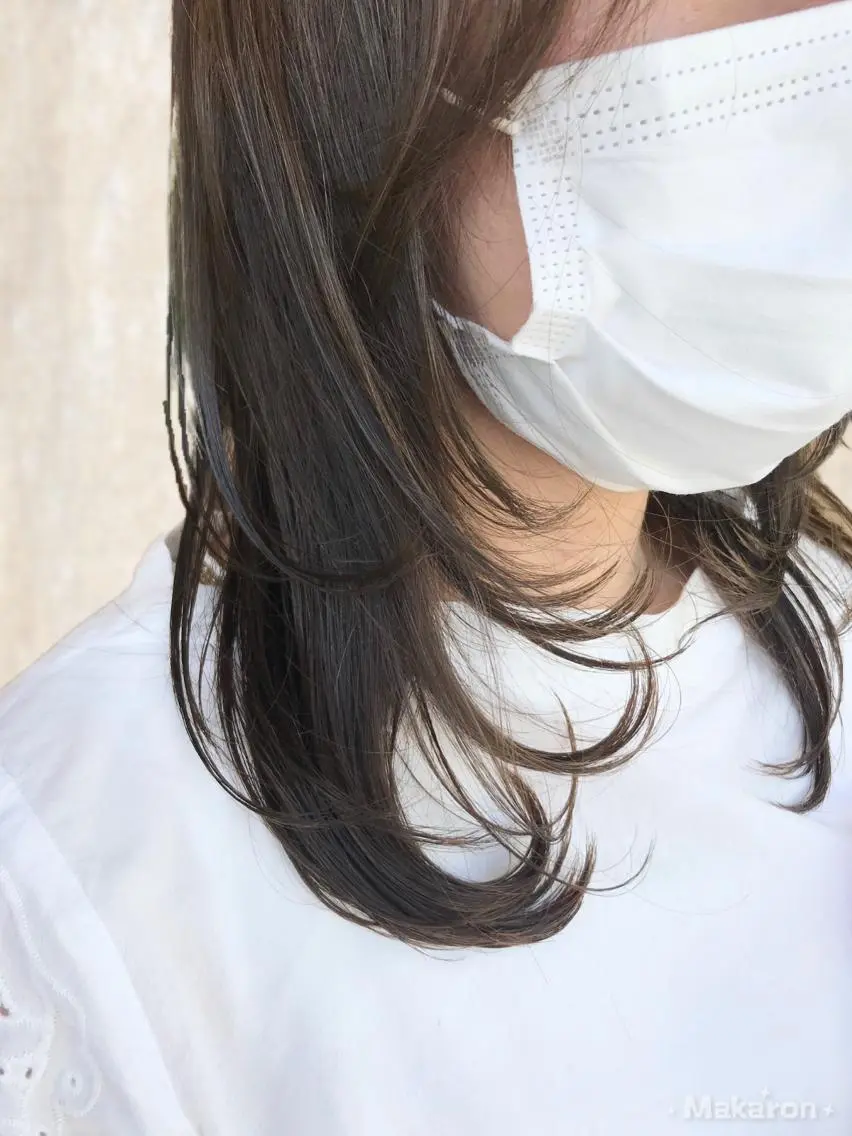 カラー セミロング グレージュ レイヤーカット 似合わせカット hair works raptureのヘアスタイル
