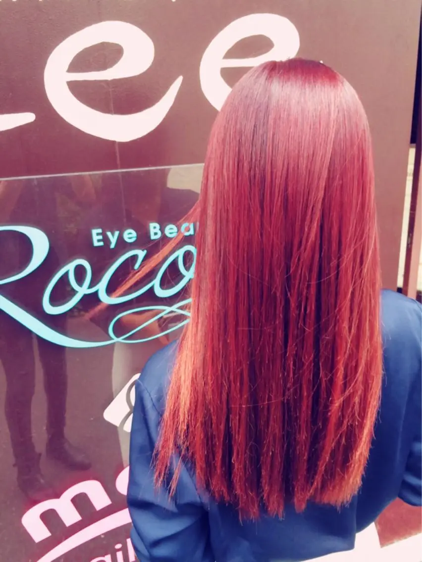 ショート ミディアム セミロング ロング カラー ブリーチ ブリーチなしカラー ピンクカラー レッドカラー Eliss 堀江のヘアスタイル