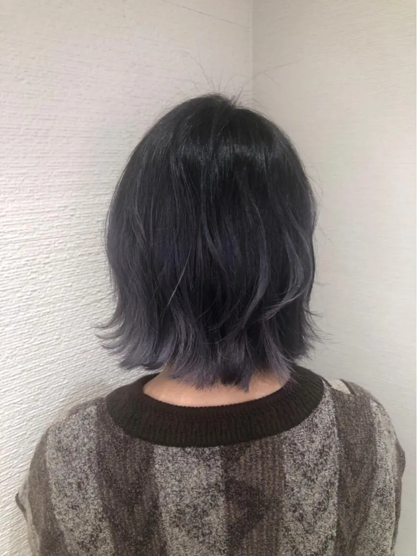 ミディアム カラー ヘアアレンジ グラデーションカラー バイオレットカラー 白髪ぼかしハイライト 茗荷谷駅徒歩2分のヘアスタイル