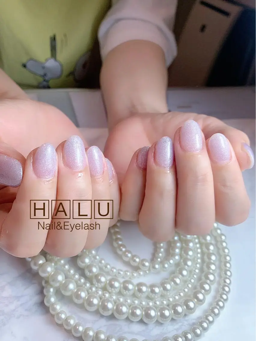 ネイル ラメ(グリッター) パープル HALU ハルのネイルデザイン
