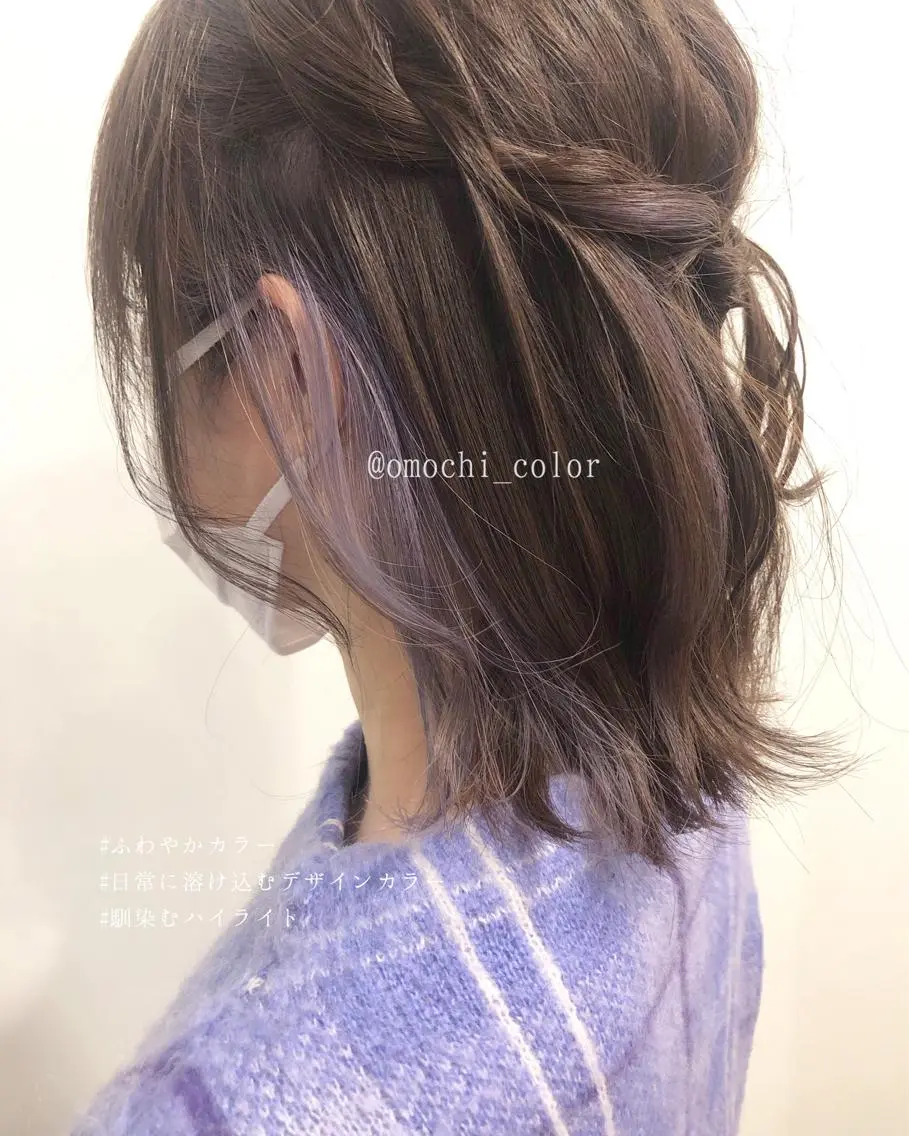 ミディアム カラー パーマ ヘアアレンジ メンズ キッズ マツエク・マツパ メンズハイライト ベージュカラー デザインカラー イヤリングカラー ハイライトカラー yukimi .のヘアスタイル