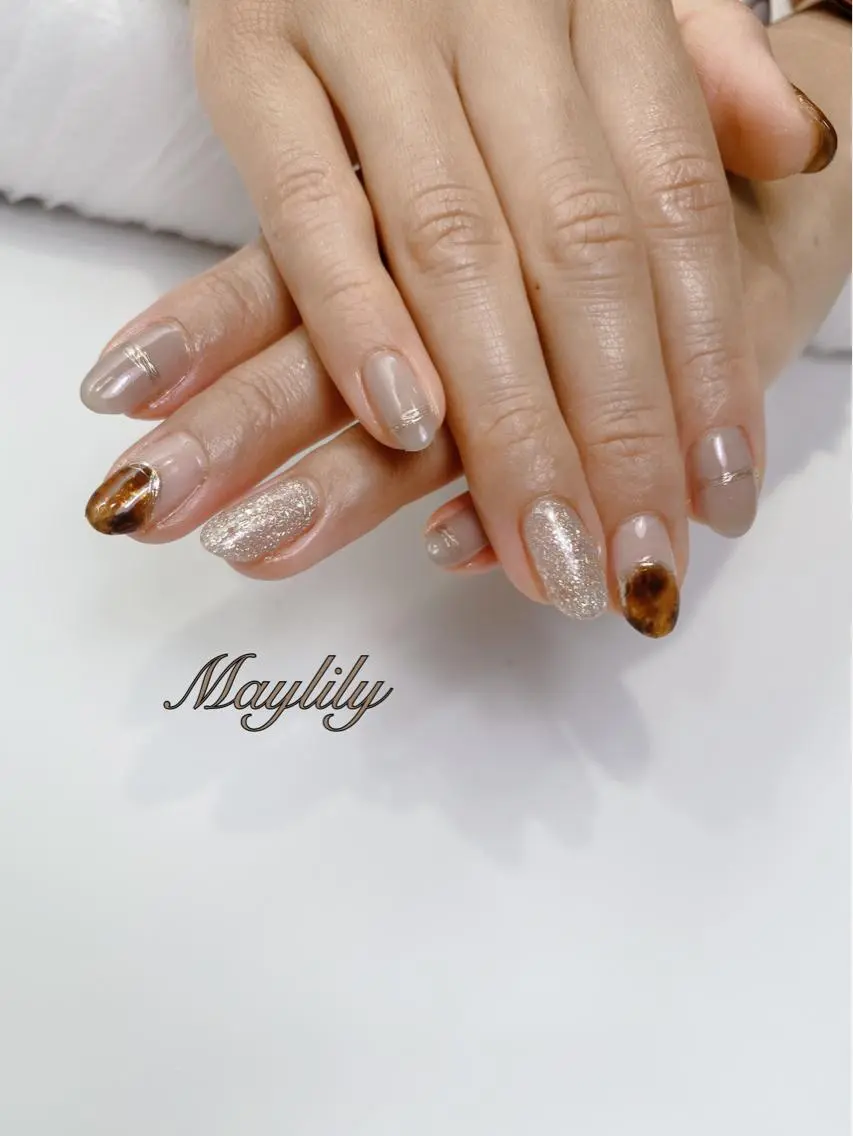 ネイル べっ甲ネイル ハンドネイル Nail salon Maylilyのネイルデザイン