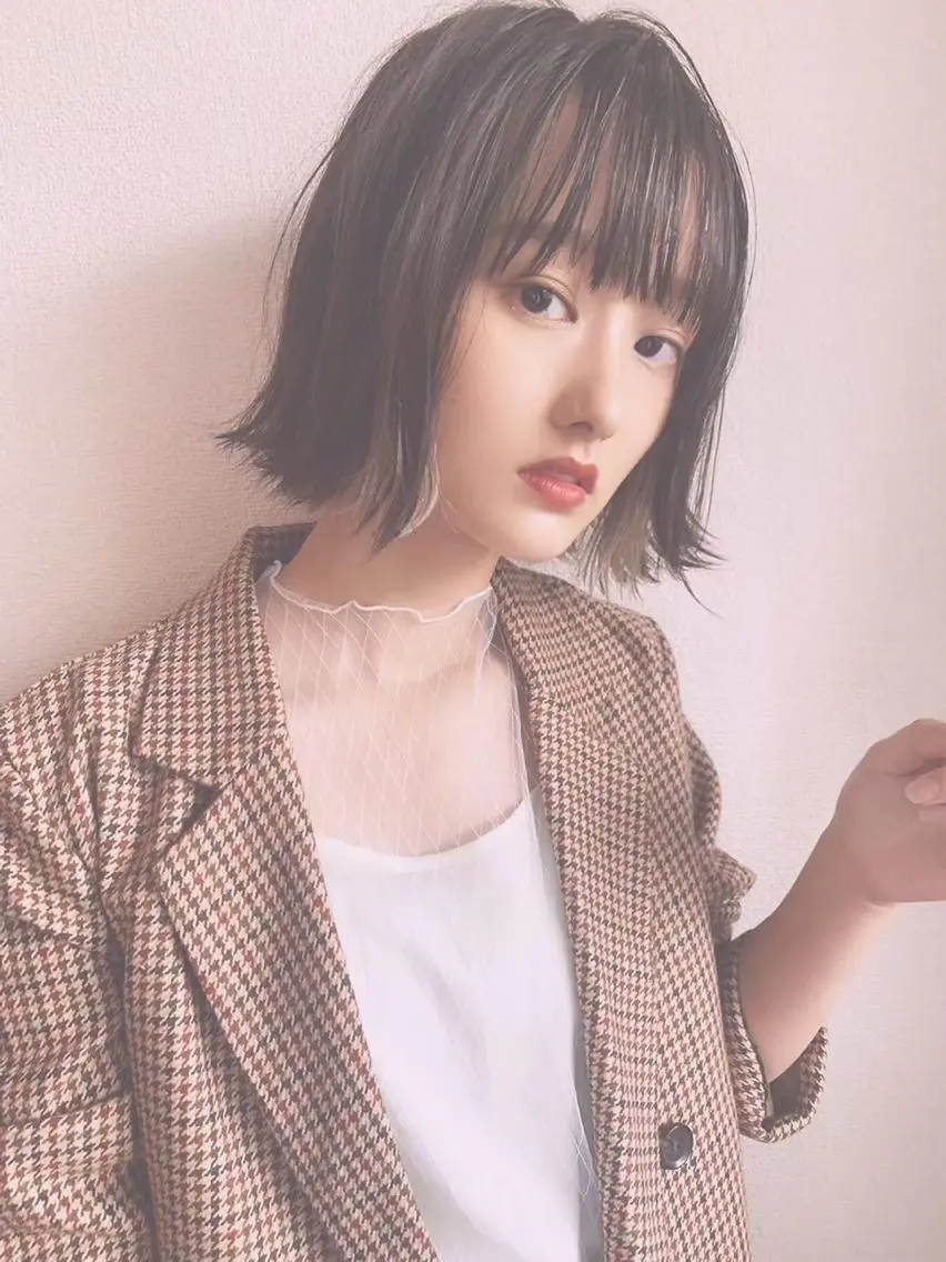 ショート アイブロウ 韓国風カラー 眉カラー ボブ ハイライト 髪質改善 🔆韓国 norika🔆のヘアスタイル