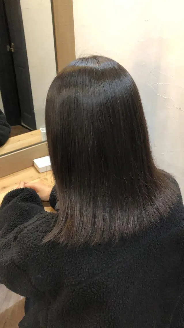 ミディアム パーマ カット ヘアカラー 縮毛矯正 トリートメント 縮毛矯正/髪質改善 予約はリクエストからのヘアスタイル