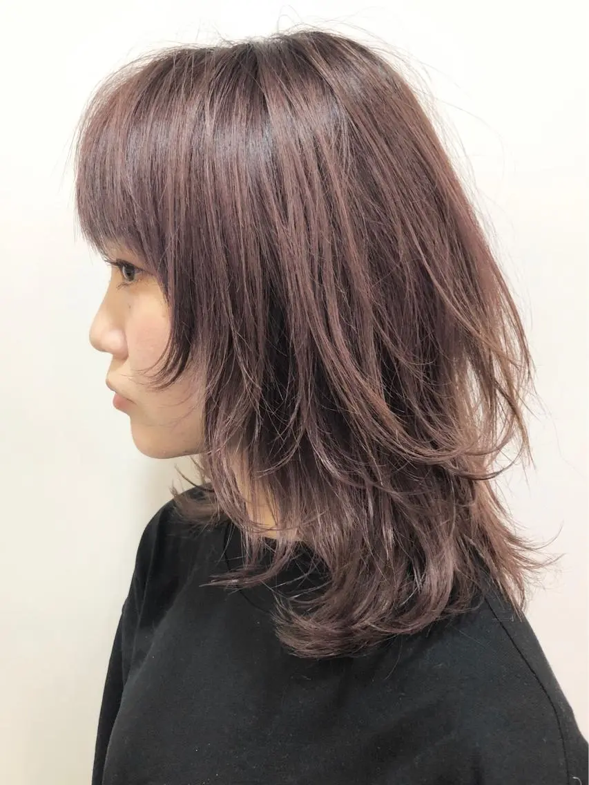 ミディアム カラー パーマ ヘアアレンジ グラデーションカラー ラベンダーカラー ウルフカット 高橋 隆一のヘアスタイル