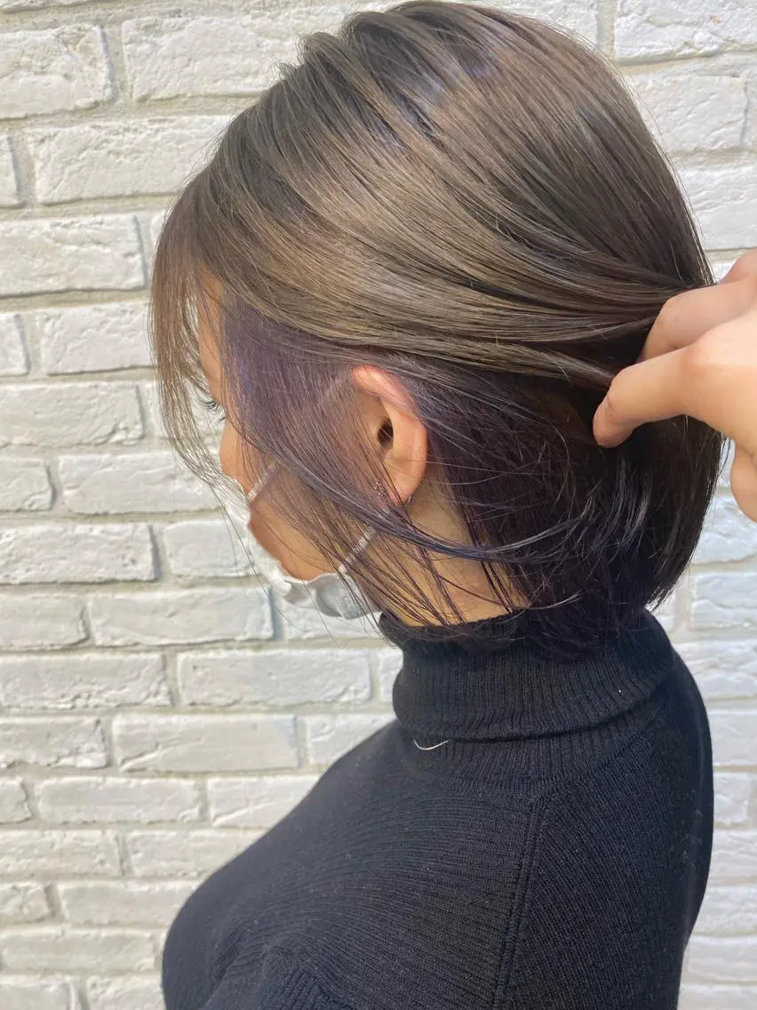 ミディアム ボブ 顔周りカット 髪質改善 小顔カット トリートメント ヘアカラー ココロ☀️ CLUTCH天王寺店のヘアスタイル