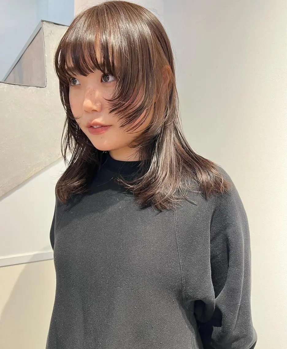 ミディアム カラー ベージュカラー 顔周りカット 顔周りカット/透明感 カラー✂️MEIのヘアスタイル