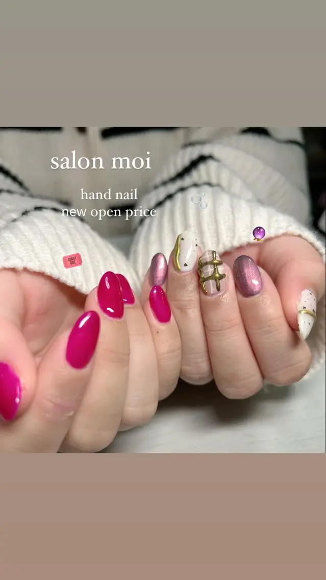 ネイル 持ち込み ワンカラーネイル 春ネイル ハンドネイル salon moiのマツエク・マツパデザイン