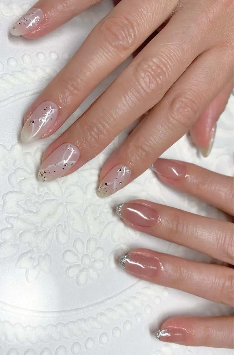 ショート ネイル クリアネイル フレンチネイル ラメ(グリッター) 大理石ネイル(マーブル) ホワイト ハンドネイル LUNE NAILのその他イメージ