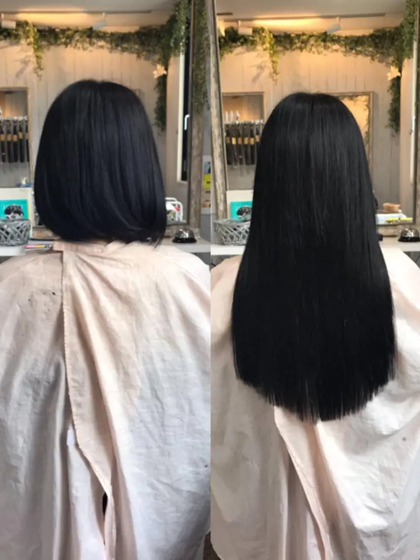 ロング カラー ヘアアレンジ 大阪レミーエクステ チビ編み込みのヘアスタイル