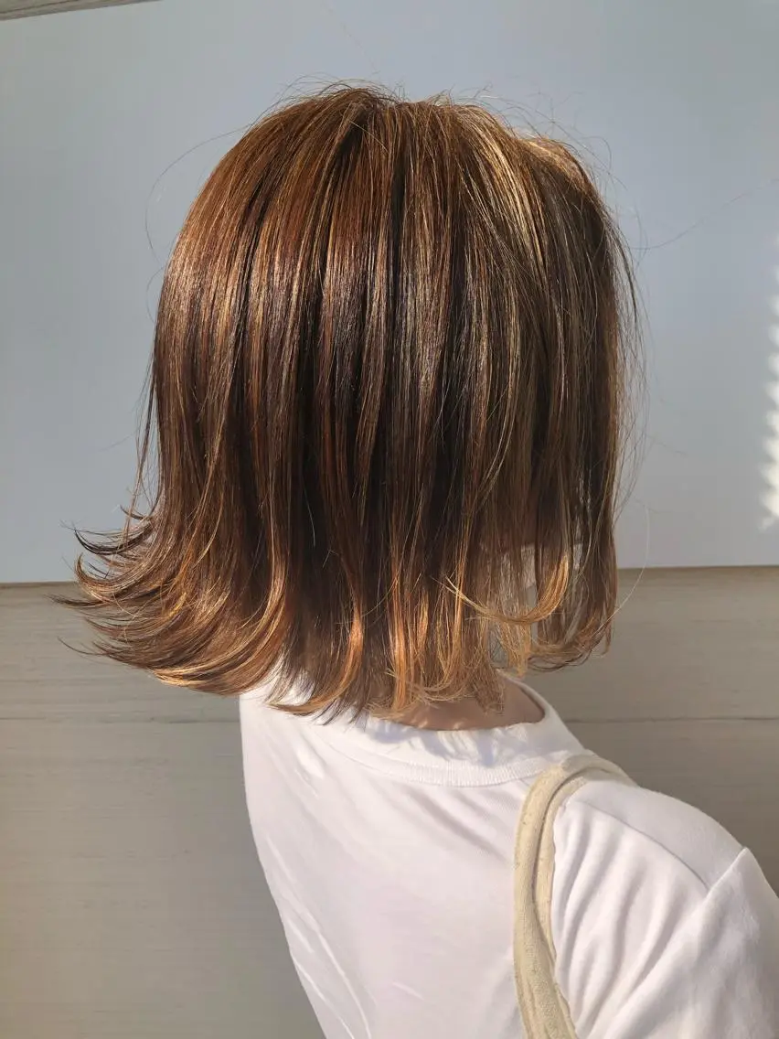 ミディアム 外ハネヘア カット ヘアカラー トリートメント ✨髪質改善✨ 田西　基彦のヘアスタイル