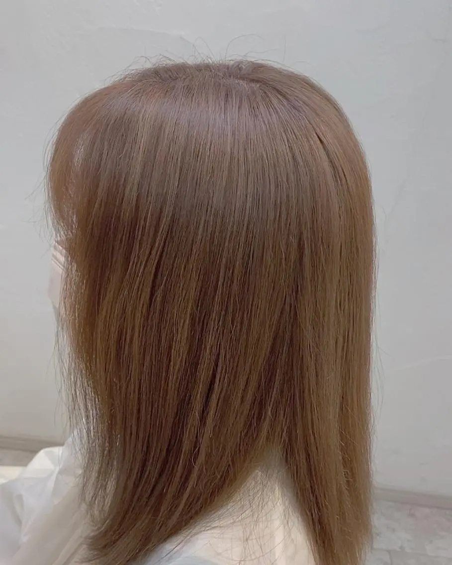 ミディアム カラー ブリーチ ピンクカラー 酸性ストレート/ブリ ーチなしWカラー河本のヘアスタイル