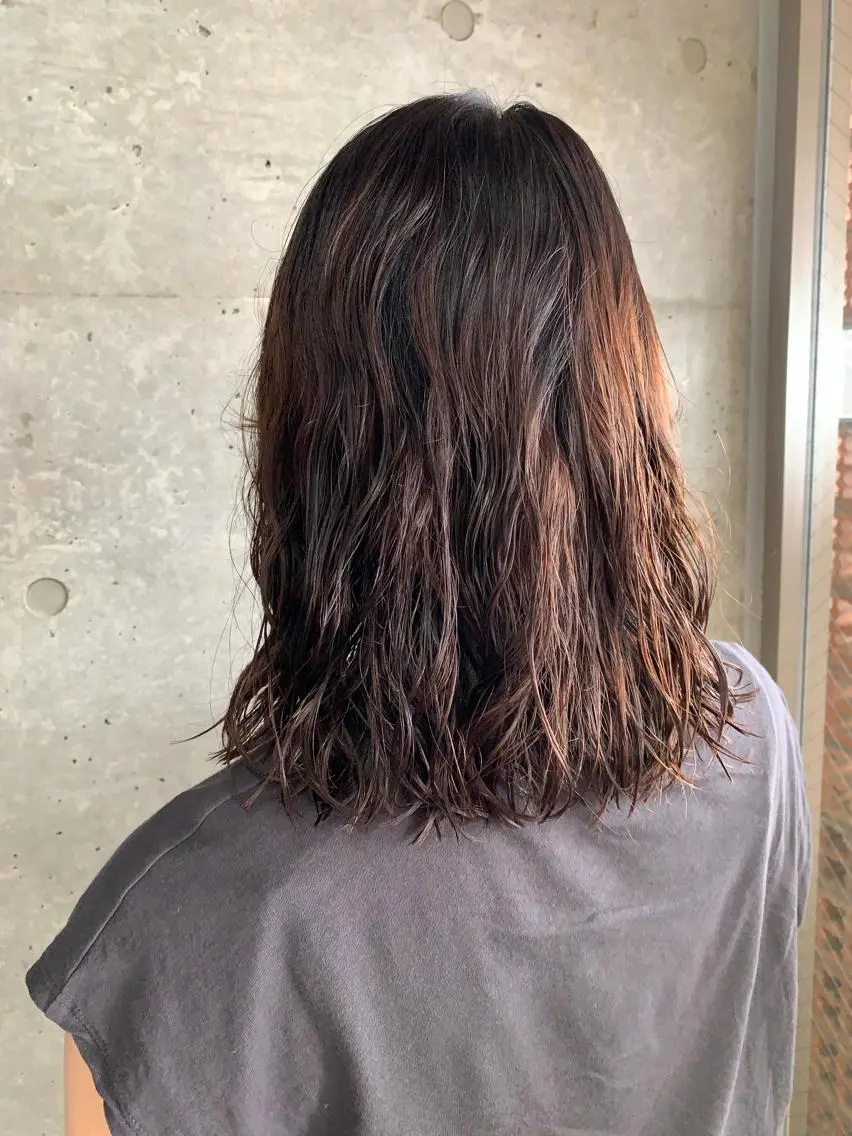 セミロング パーマ ボブパーマコテ巻き風 パーマNo1深江秀平のヘアスタイル