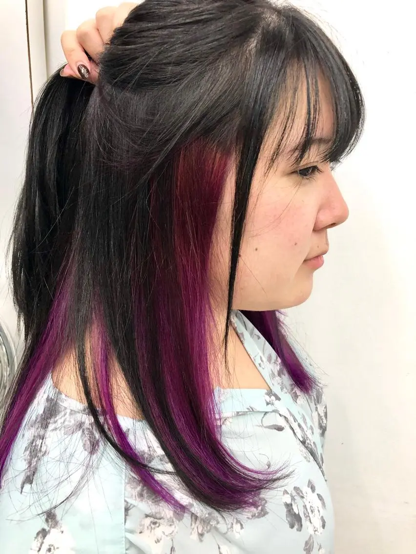 セミロング カラー インナーカラー ヘアカラー 岩崎 裕司のヘアスタイル