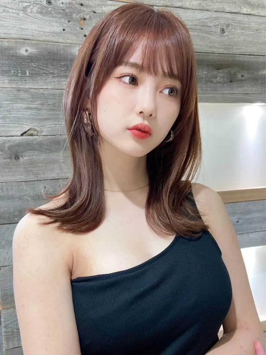 ミディアム カラー モテヘア 韓国ヘアhikariのヘアスタイル