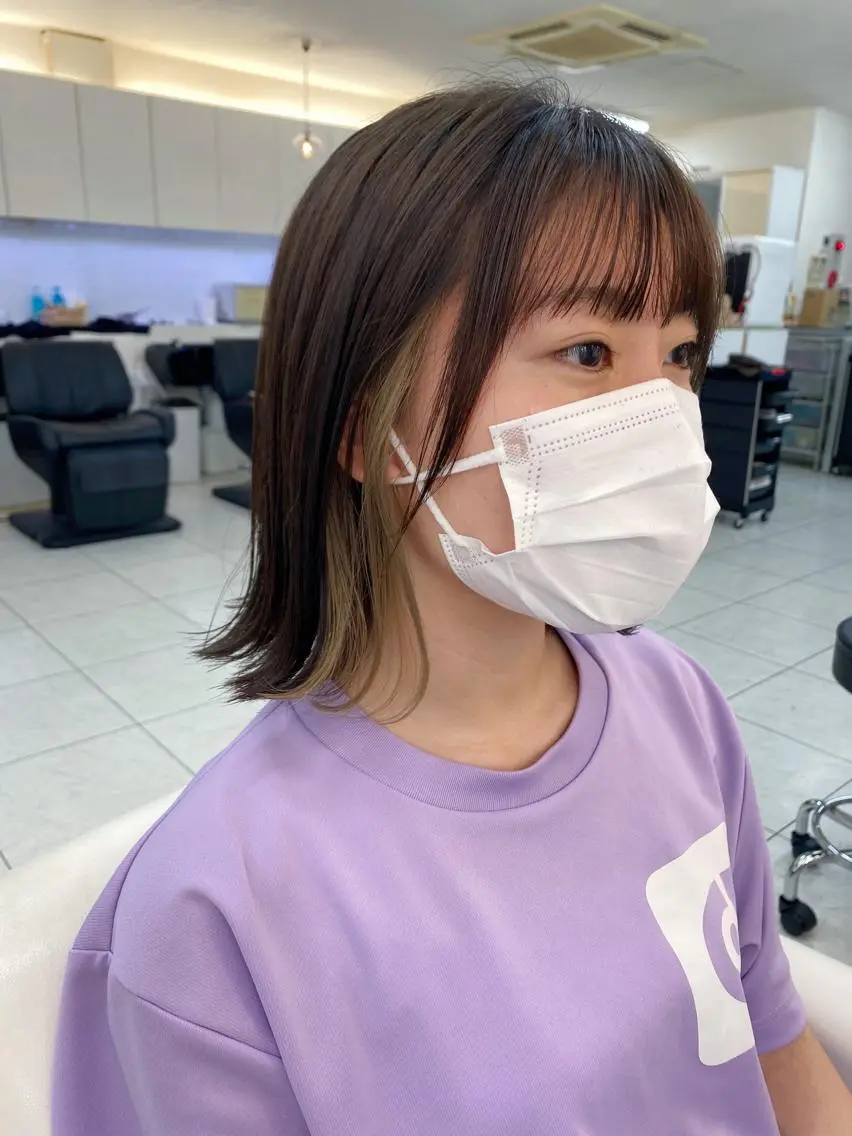 ショート カラー ヘアアレンジ ベージュカラー インナーカラー ヘアカラー トリートメント ナカジマ ボブ/レイヤーのヘアスタイル