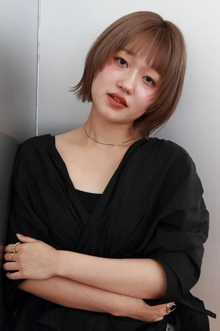 ショート ボブ ハイライト 髪質改善 韓国風ヘア レイヤーカット .5 by SOLEIL藤沢店のヘアスタイル