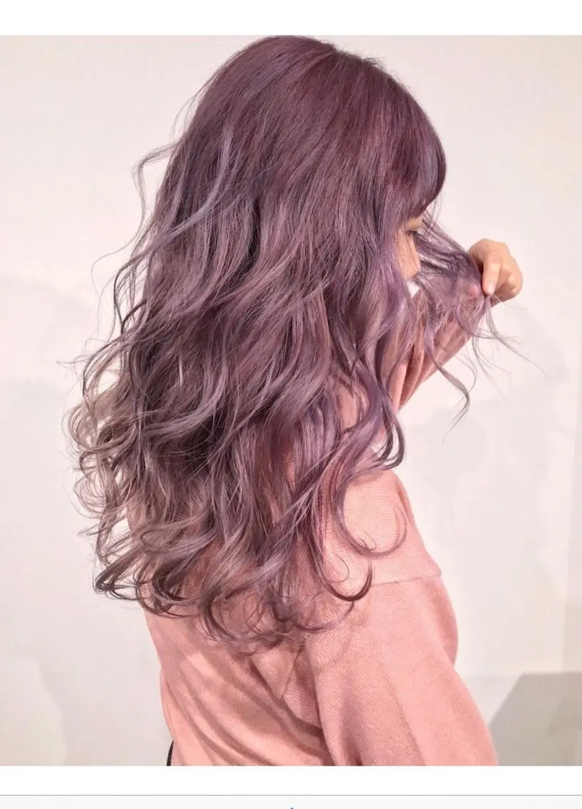 ロング カラー ピンクカラー カラーが上手い 辻悠月のヘアスタイル