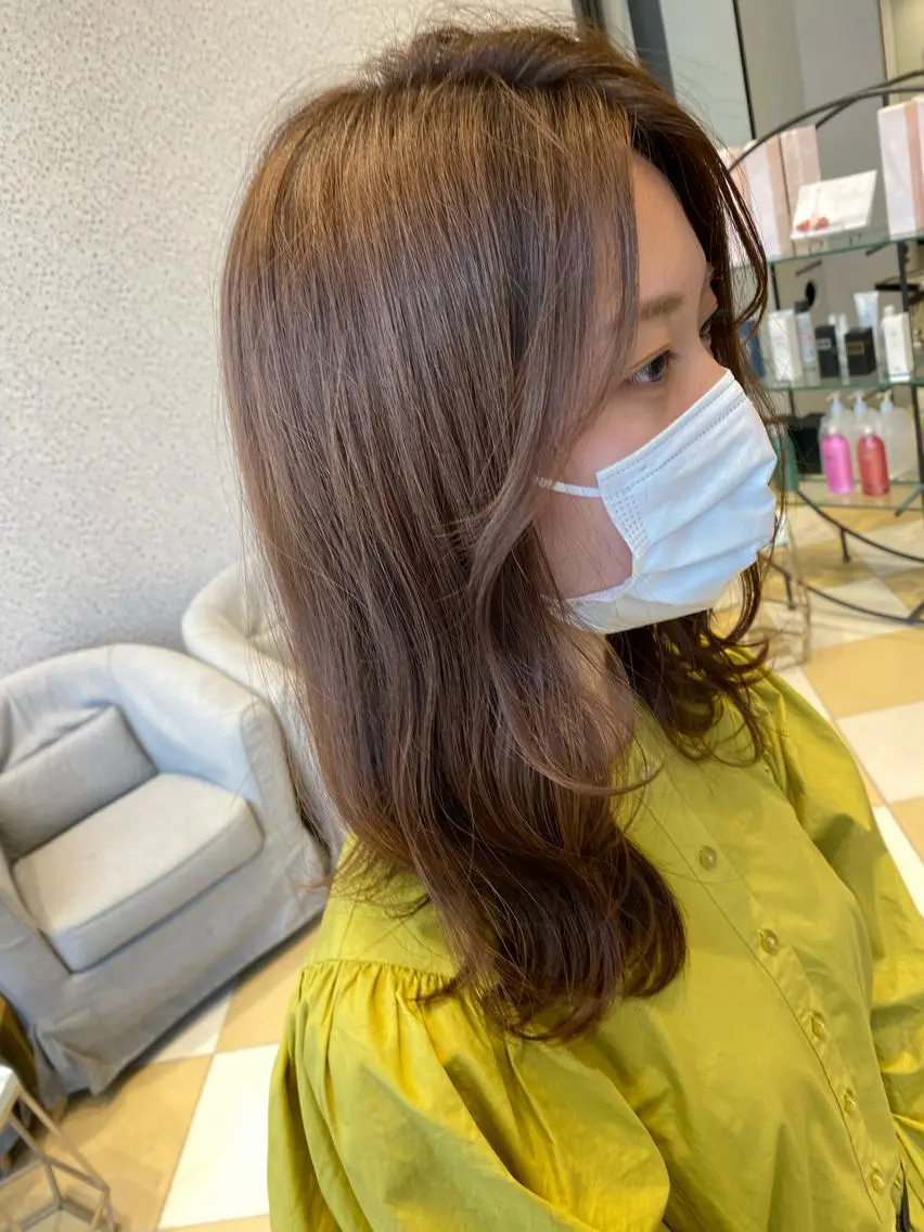 ミディアム カラー ベージュカラー カット トリートメント ヘアセット 💜髪質改善美髪💜 星野清光のヘアスタイル
