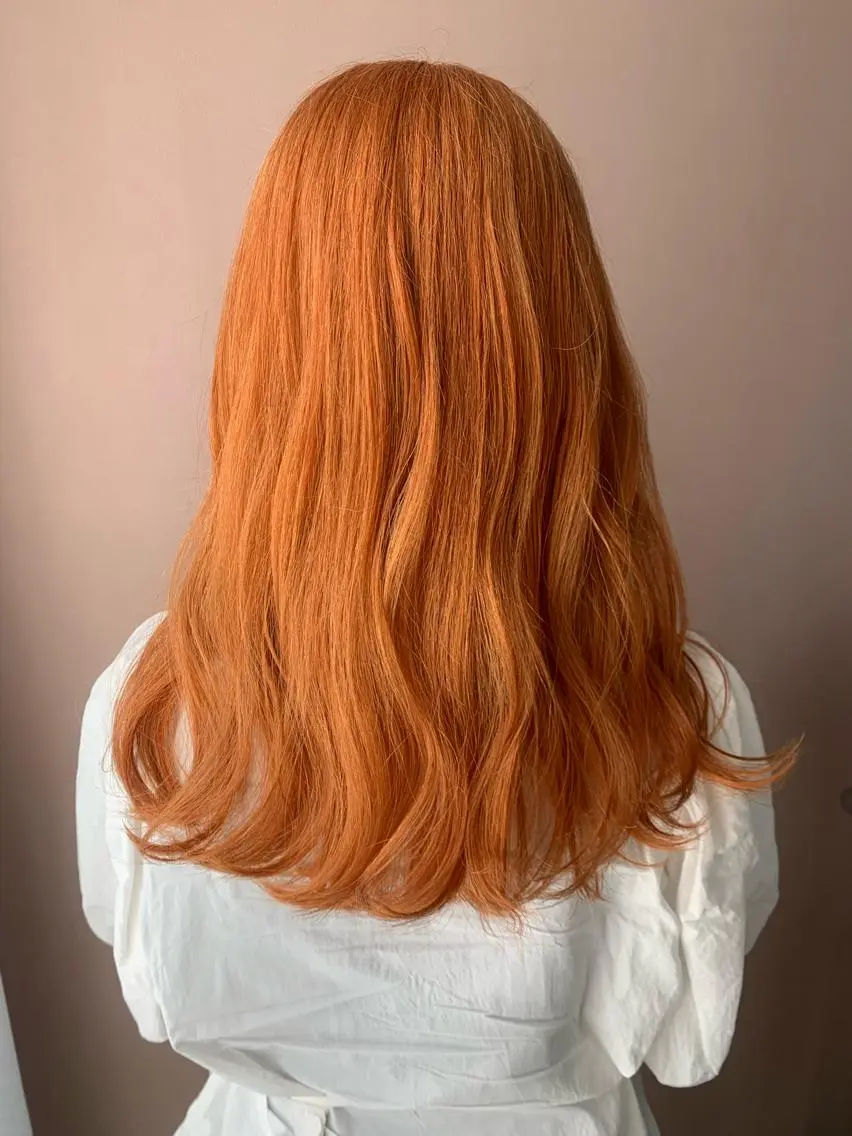 ロング カラー ブリーチ オレンジ カット ヘアカラー トリートメント hubhair レイヤー/透明感のヘアスタイル
