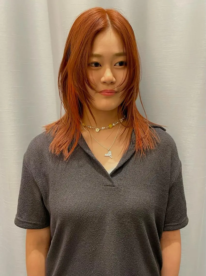 ミディアム カラー カット ヘアカラー トリートメント ブリーチ😼 ボブ✍️レイヤーのヘアスタイル