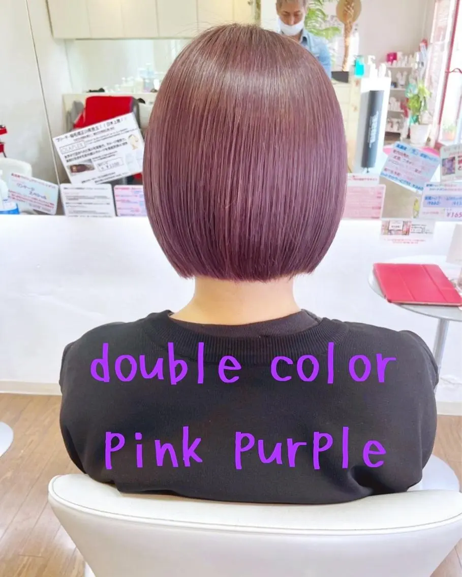 ショート カラー ダブルカラー ピンクカラー ピンクパープル パープルカラー ヘアカラー GLAD 萩原のヘアスタイル