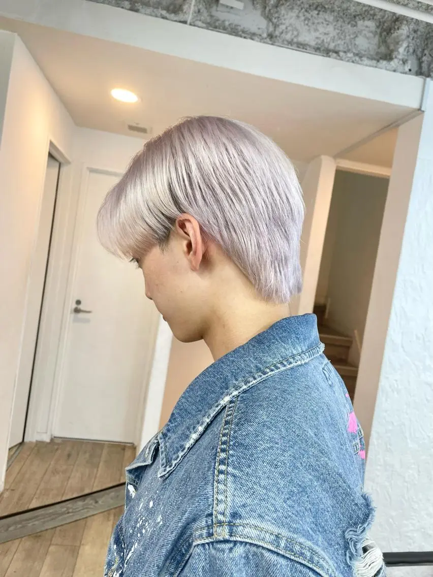ショート カラー メンズ ヘアカラー トリートメント ヘアセット ハイトーン×レイヤー /遠藤将太のヘアスタイル