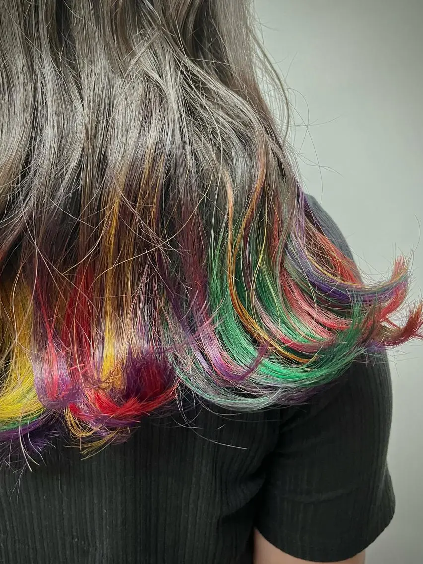 セミロング カラー セミロングパーマ バレイヤージュ ブリーチ ケアブリーチ ダブルカラー Koichi Satoのヘアスタイル