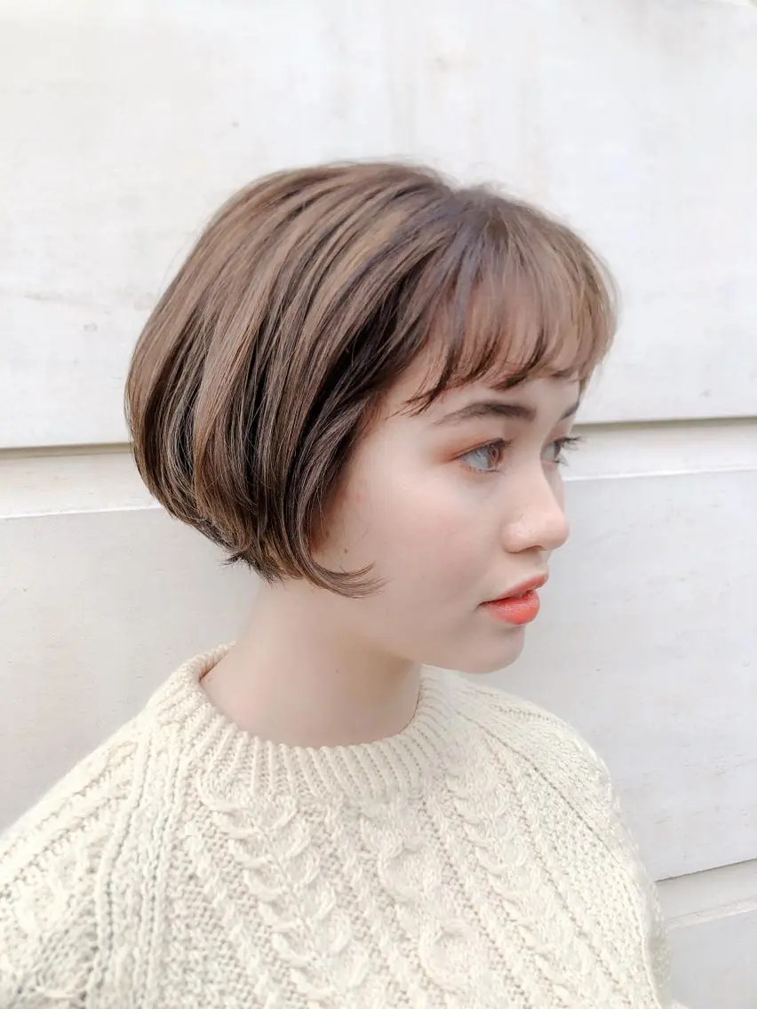 ショート カラー ブリーチ ブラウンカラー ハイライトカラー ブリーチなしカラー イエローカラー マンツーマン 美容師💚コウブチのヘアスタイル