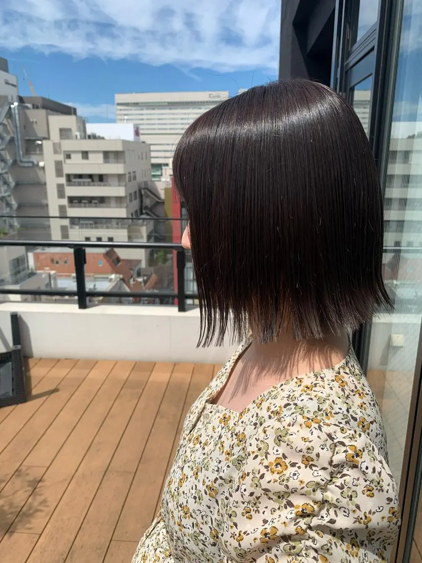 ミディアム カラー 透明感カラー ボブ ヘアカラー トリートメント Libre 西野圭一のヘアスタイル