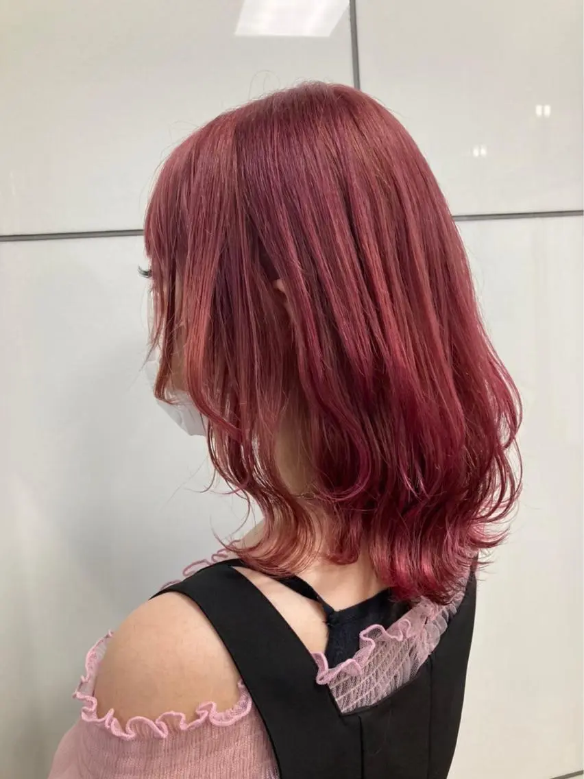 ミディアム カラー ピンクカラー カット ヘアカラー オスズ 🎀´-のヘアスタイル