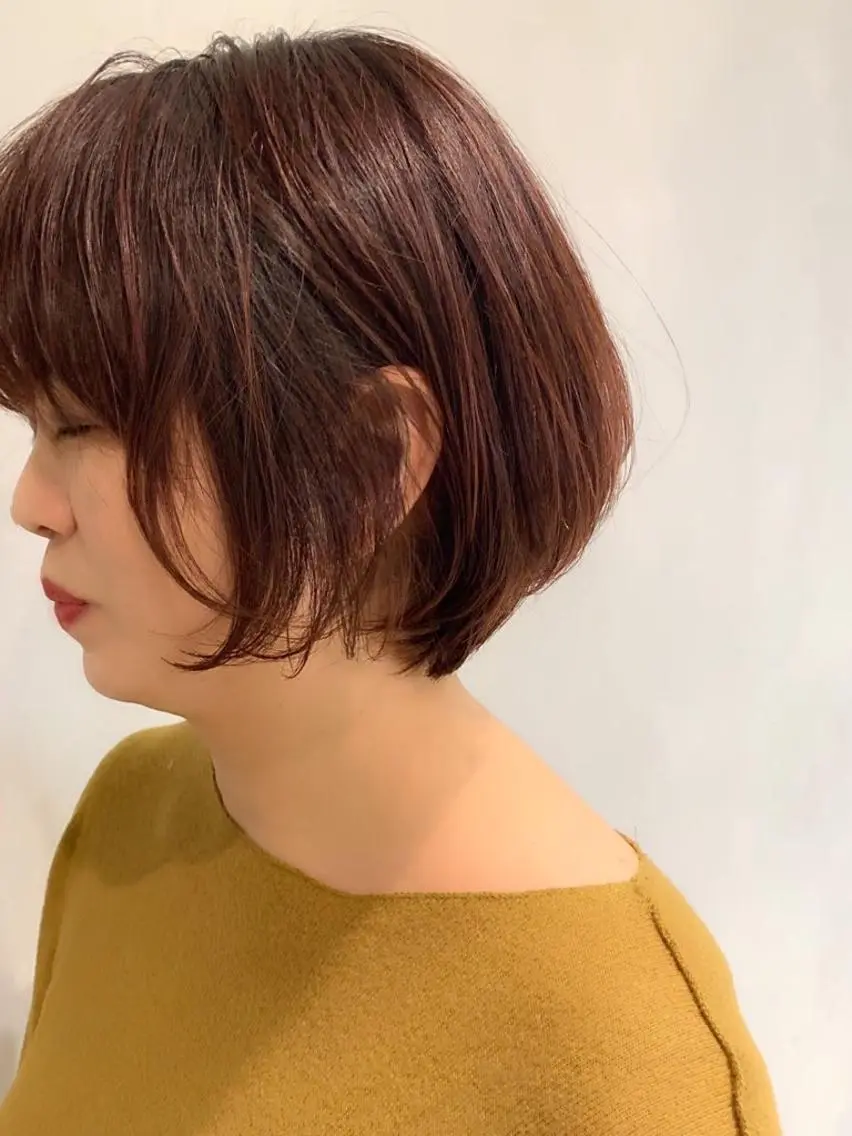ショート カラー ショートボブ レッドカラー ボブ ショートヘア 佐原 里奈のヘアスタイル