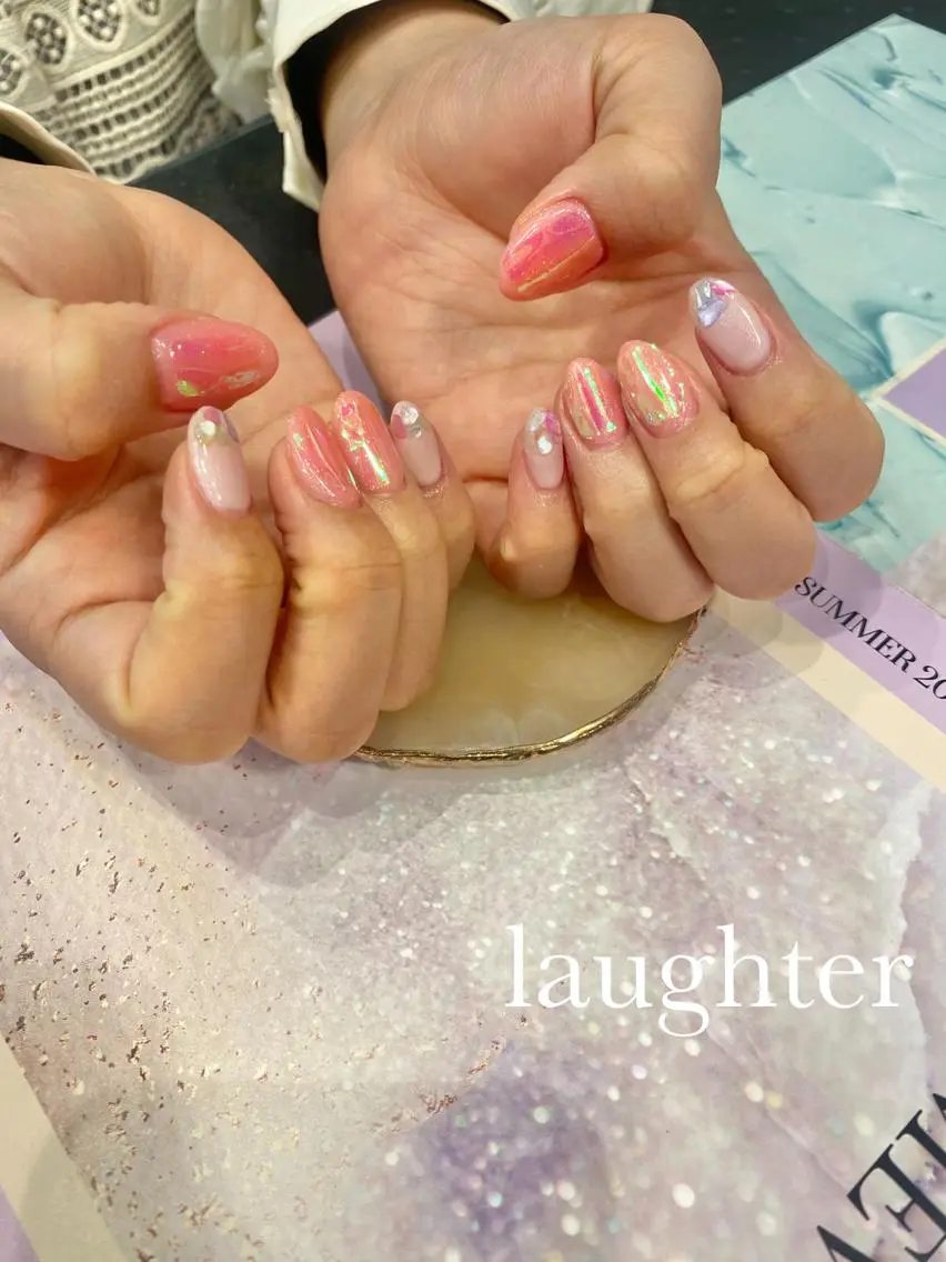 ネイル 氷ネイル・うるうるネイル ハンドネイル laughter nailのネイルデザイン