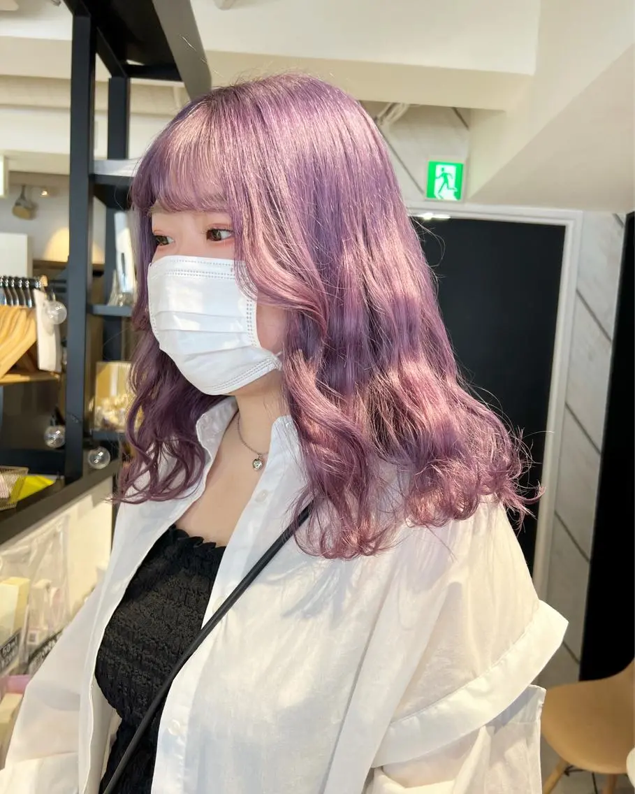 ミディアム カラー ハイトーンカラー ラベンダーカラー fuka/梅田/ ミルクティーベージュのヘアスタイル