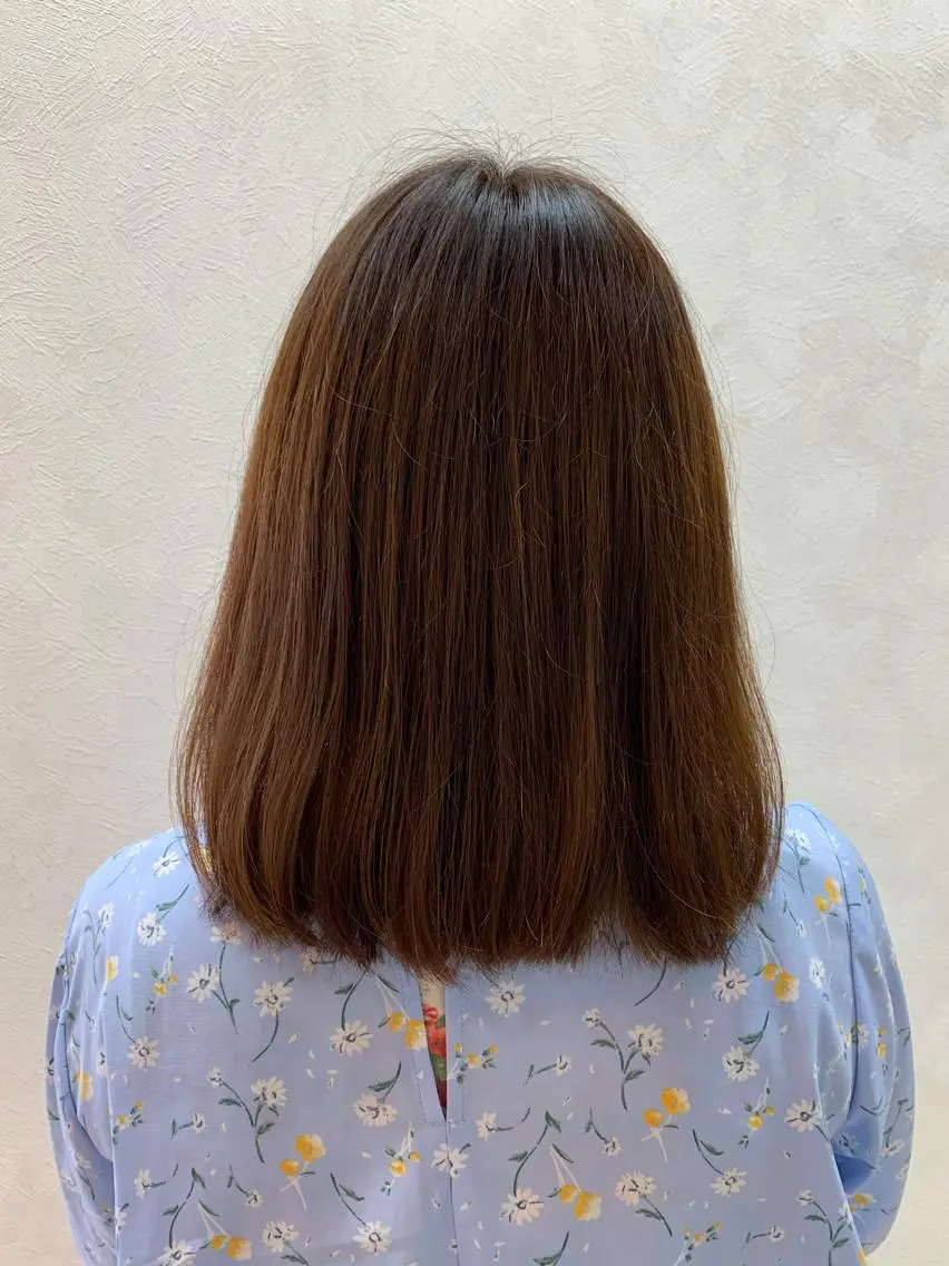 ミディアム カラー カット ヘアカラー トリートメント 加藤 産休につき8月末までのヘアスタイル