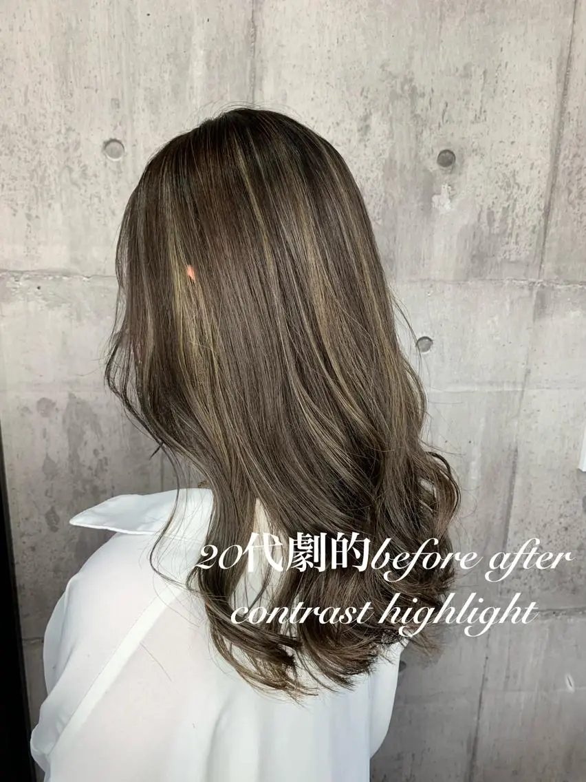 セミロング ハイライト カット ヘアカラー yoshihara yuukiのヘアスタイル