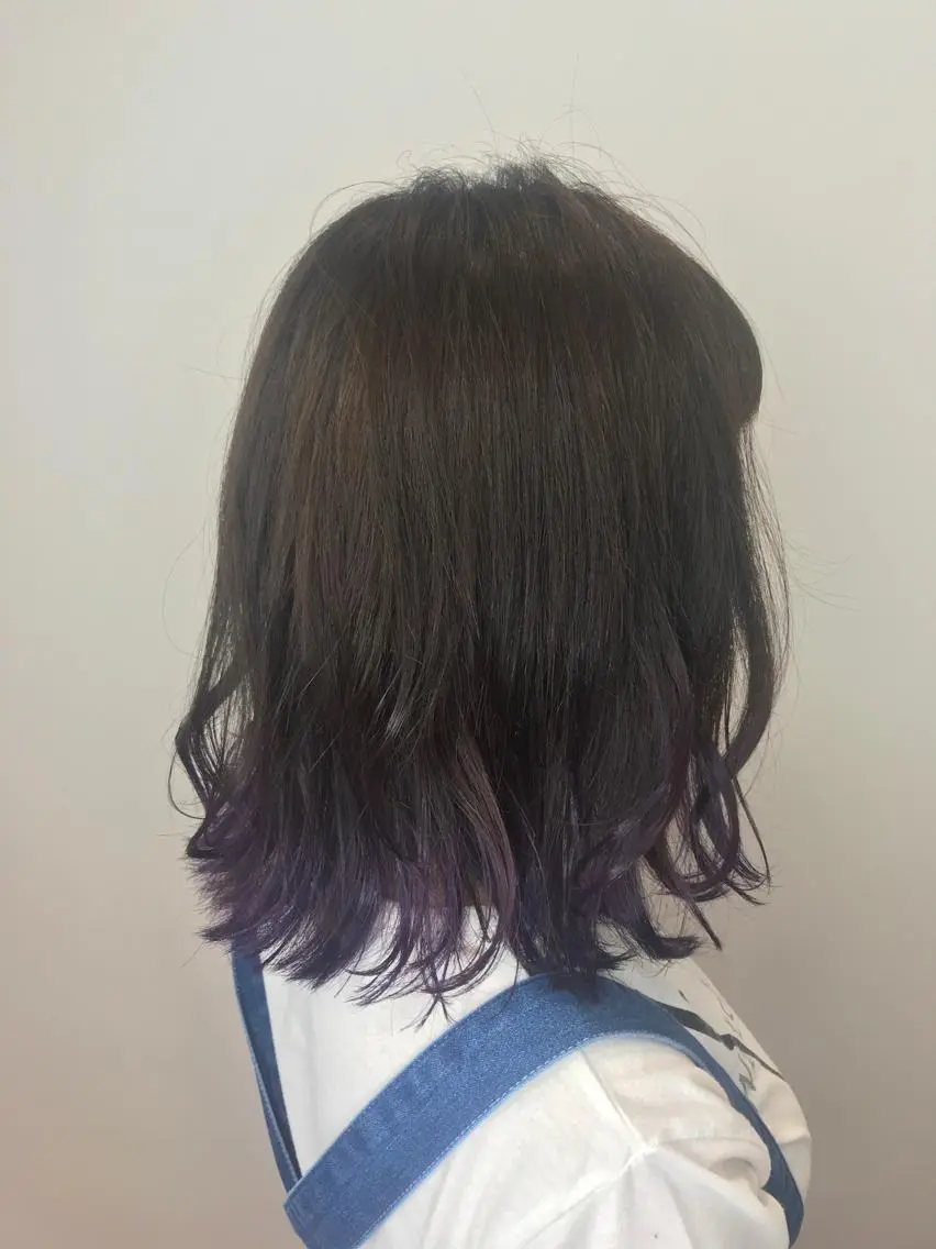 ミディアム カラー ブルーカラー ブルーバイオレット グラデーションカラー バイオレットカラー カット ヘアカラー トリートメント インナーエクステ渋谷 🦋KAJIのヘアスタイル