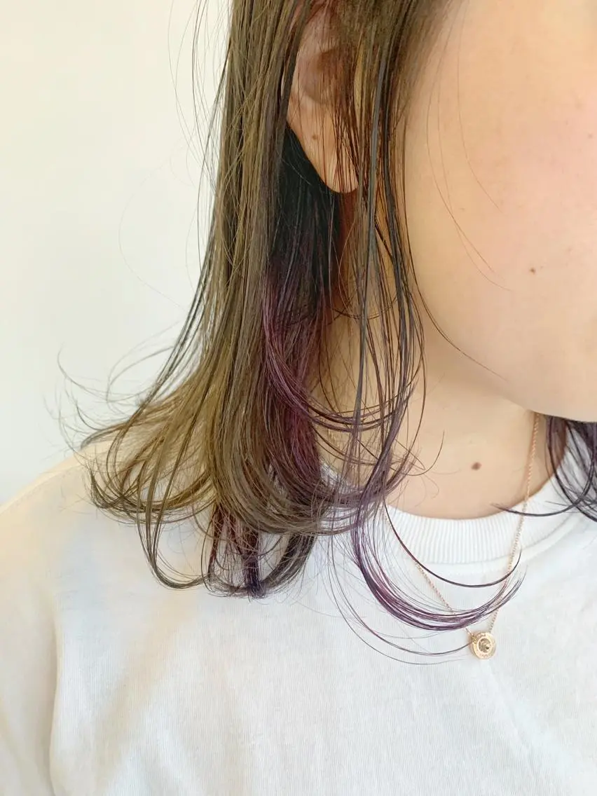 ミディアム パープルカラー ヘアカラー フリーランス 美容師 cayocoのヘアスタイル