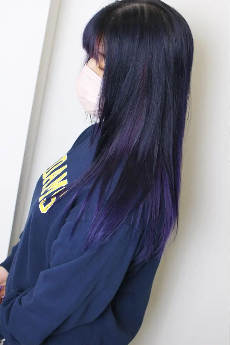 ロング カラー インナーカラー ネイビーカラー パープルカラー ヘアカラー 土居 正季のヘアスタイル