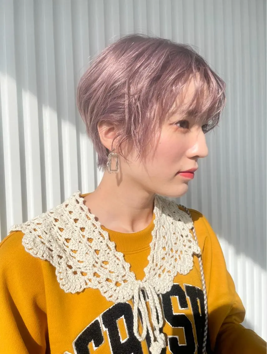ショート ハイライト 髪質改善 レイヤーカット ショートヘア 【20代ダメージ毛に 髪質改善】のヘアスタイル