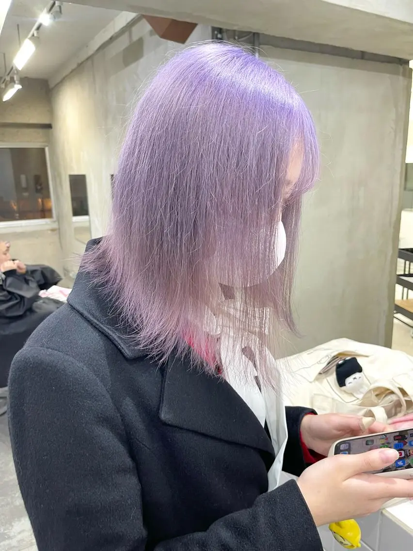 ミディアム カラー ハッシュカット/ハイ トーン/HIROKIのヘアスタイル