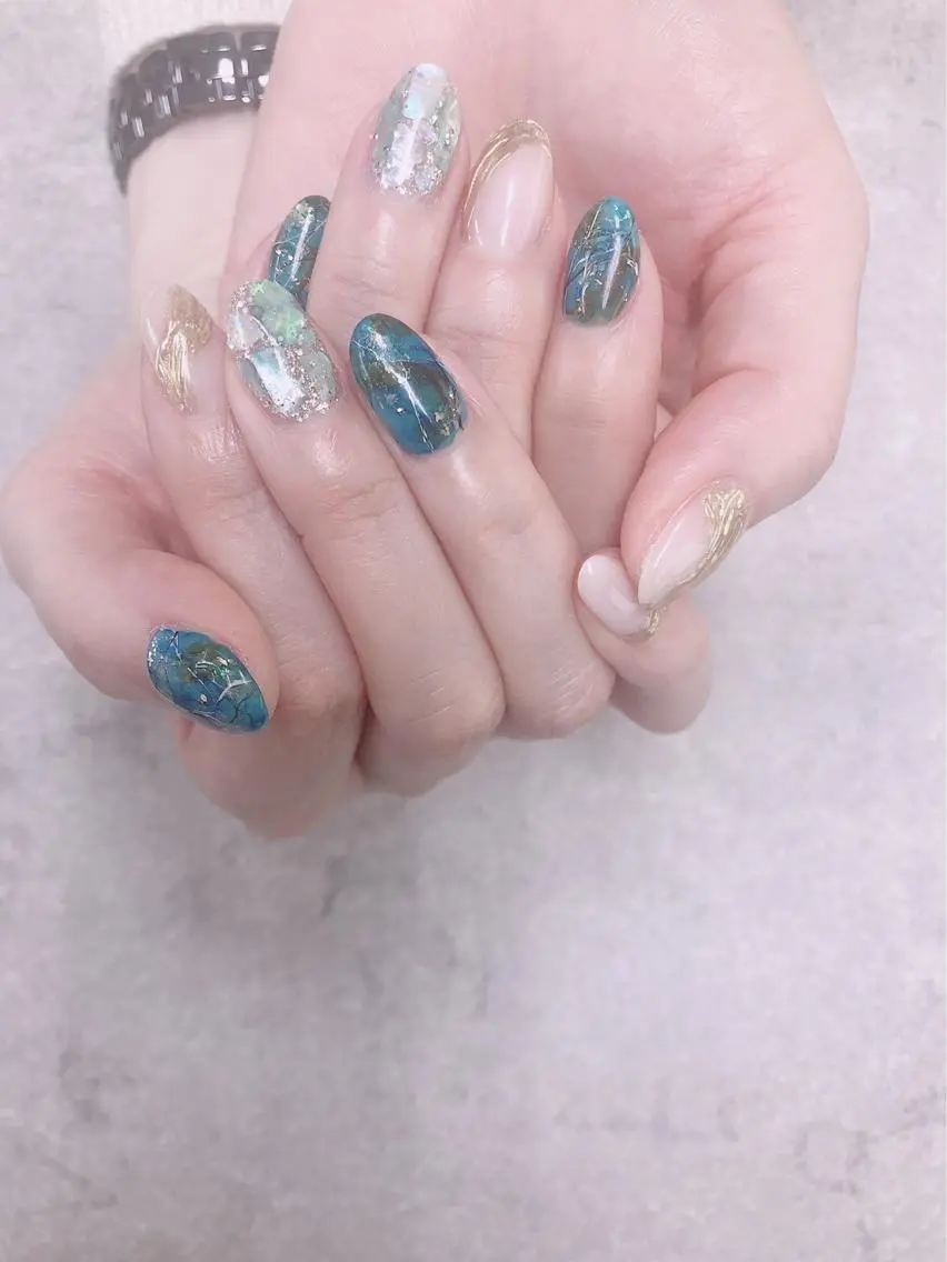 ネイル ミラーネイル ニュアンスネイル ハンドネイル ハンドケア FASTNAIL PLUS 新宿店のネイルデザイン