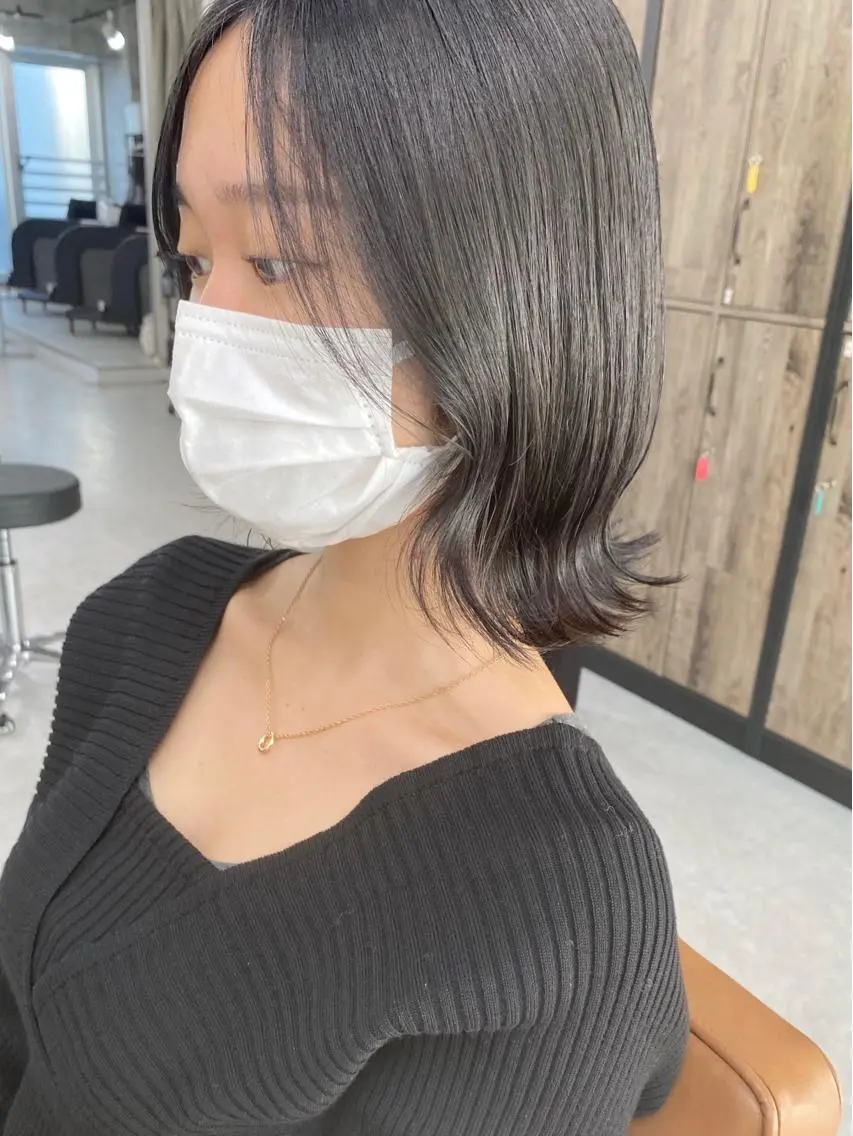 ミディアム カラー ヘアアレンジ 🌷FUKA🌷 まろやかハイトーンのヘアスタイル