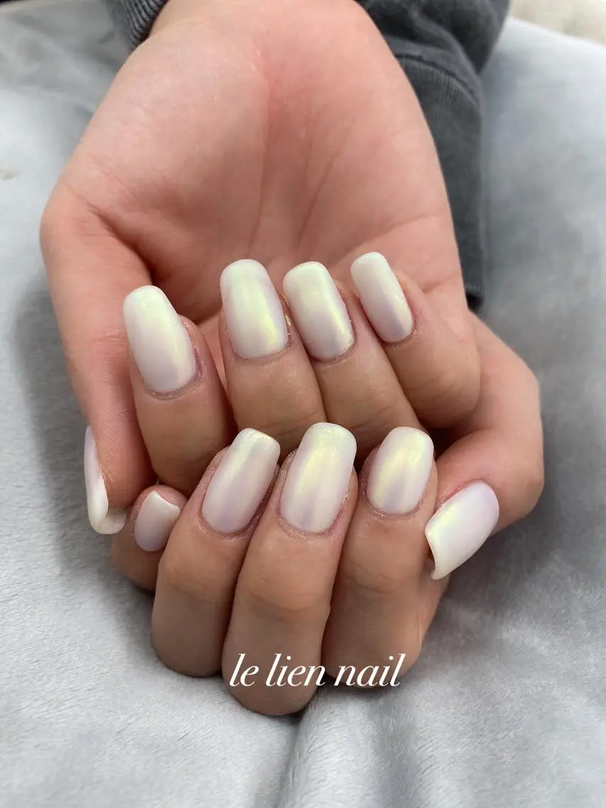 ネイル マットネイル ミラーネイル ワンカラーネイル ホワイト le lien nailのネイルデザイン