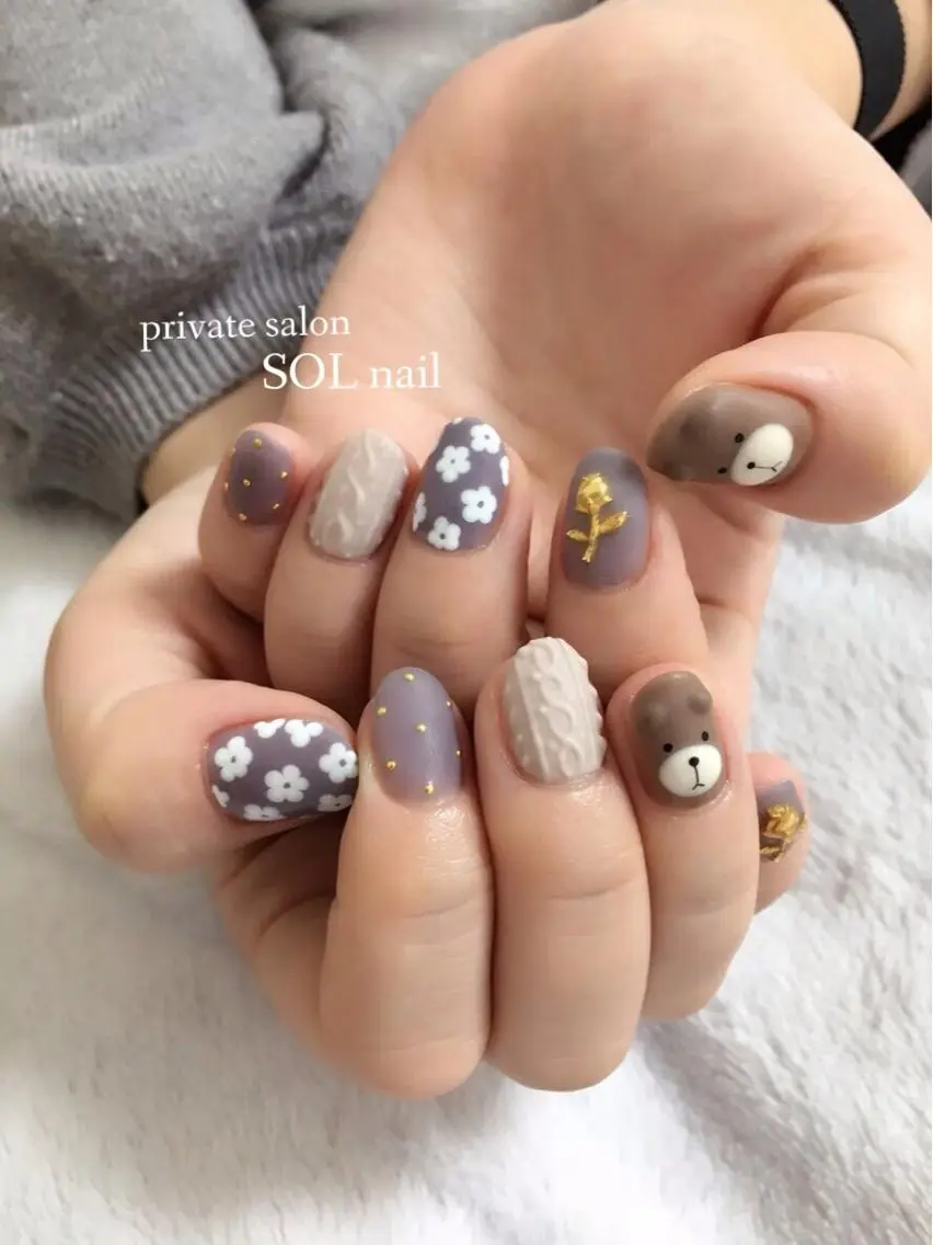 ネイル マットネイル ハンドネイル SOL NAILのネイルデザイン