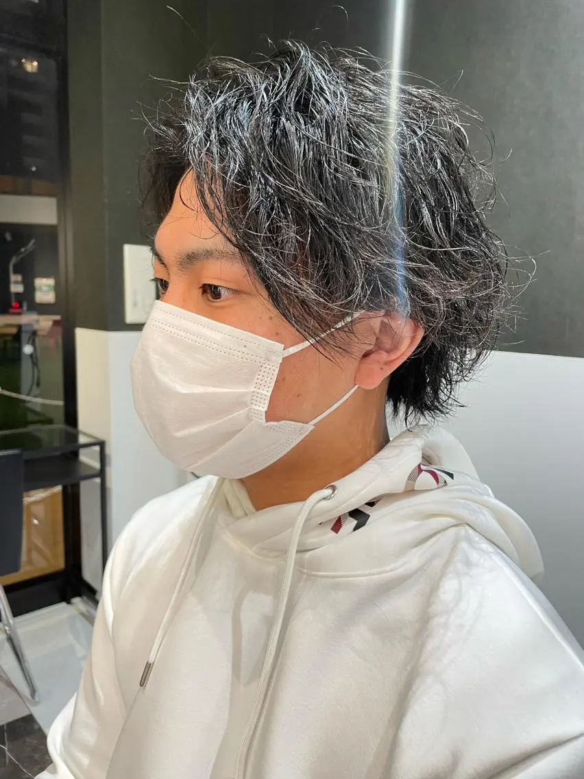 ミディアム パーマ メンズ メンズヘア特化 崎田 成人のヘアスタイル