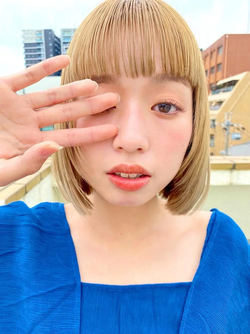 ミディアム カラー ブリーチ ダブルカラー ハイトーンカラー ボブ CARICIA🌱 masaeのヘアスタイル