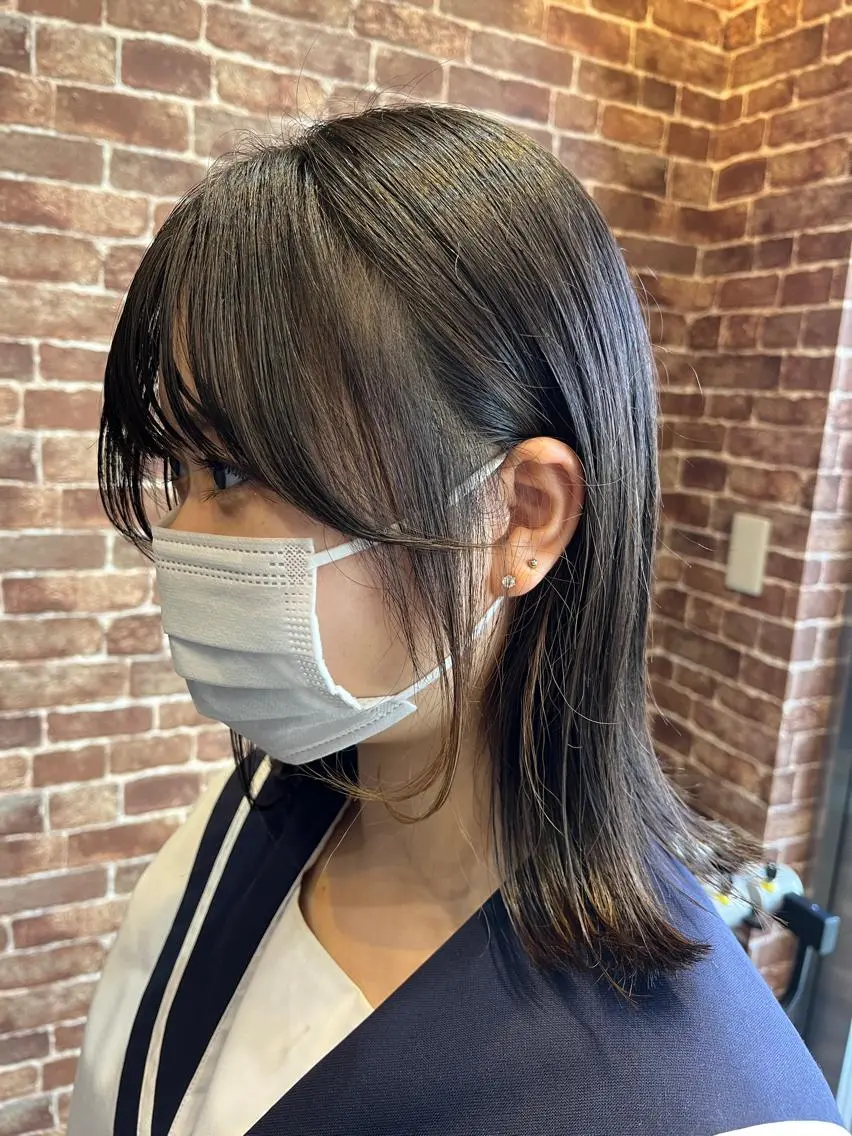 ミディアム カラー パーマ ヘアアレンジ メンズ キッズ ネイル マツエク・マツパ アイブロウ ミディアムパーマ メンズハイライト メンズパーマ ブラウンカラー ケアカラー 久木原 ゆりのヘアスタイル