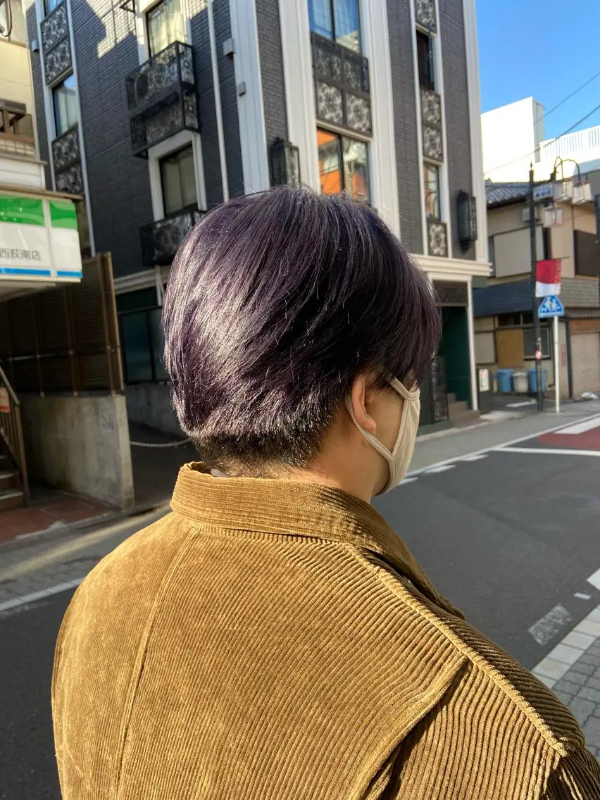 ショート カラー メンズ メンズブリーチ ブリーチ ブルーカラー ブルーバイオレット ダブルカラー 原一真/ 外国人ショートヘアのヘアスタイル